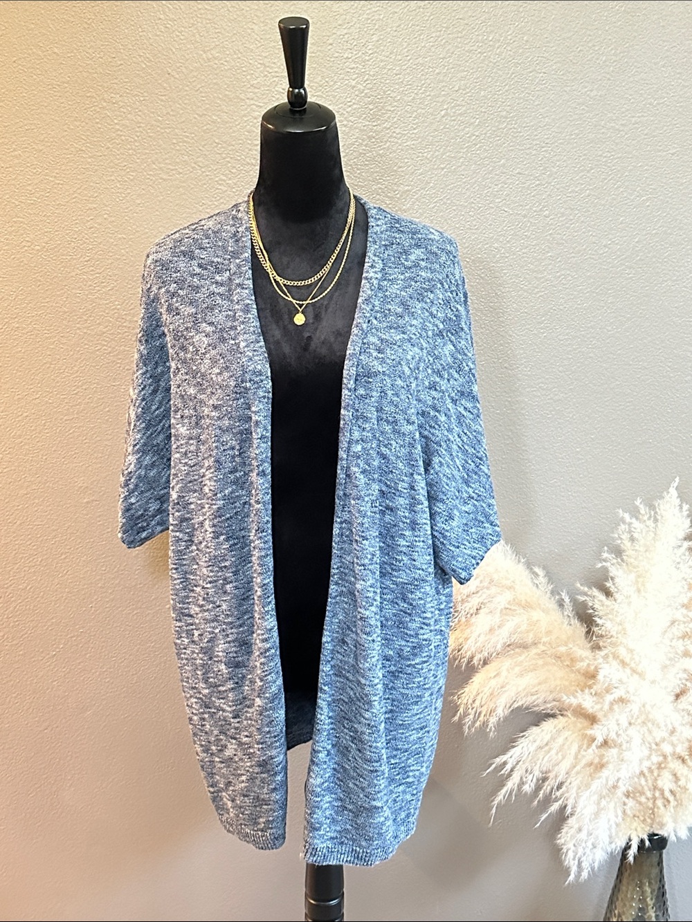 Light Blue Open-Front Women's Cardigan Sweater